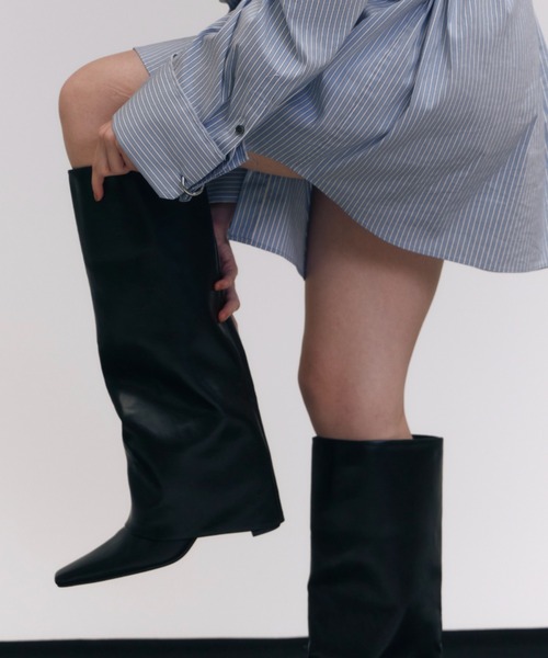 JOSE MOON（ジョゼムーン）の「FOLD OVER  LONG BOOTS/ホールドオーバーロングブーツ（ブーツ・レディース・ブラック・35/37/39）」の6枚目の写真