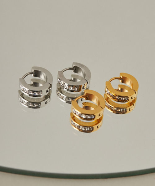 ciite' surgical stainless(シーテサージカルステンレス)の「【 金属アレルギー対応 】 ビジューフープピアス サージカルステンレス (両耳用)(ピアス(両耳用)・レディース・ゴールド/シルバー・FREE)」の6枚目の写真