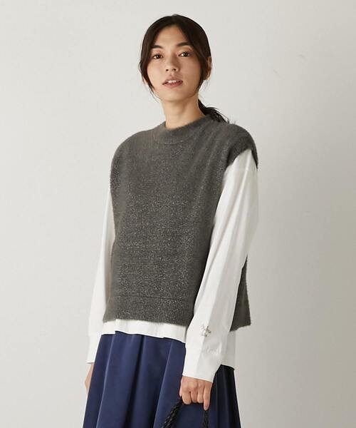 MELROSE claire(メルローズ クレール)の「【落ち着いた煌きラメフェザー大人クルーネックベスト】(ニット/セーター・レディース・キャメル/グレー/チャコールグレー・FREE)」の21枚目の写真