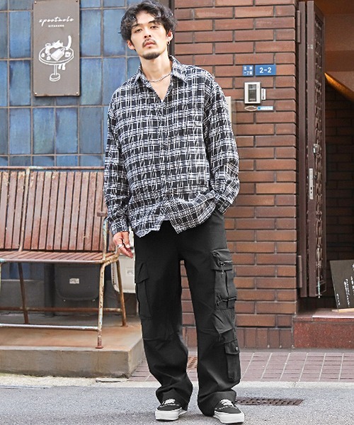 レーヨン×ナイロンワイドカーゴパンツ（カーゴパンツ）｜LUXSTYLE（ラグスタイル）