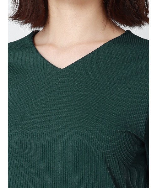 SUIT SQUARE(スーツスクエア)の「Vネックリブプルオーバー 長袖 ウォッシャブル(Tシャツ/カットソー・レディース・ベージュ/グリーン系/ネイビー系・38(9号))」の22枚目の写真