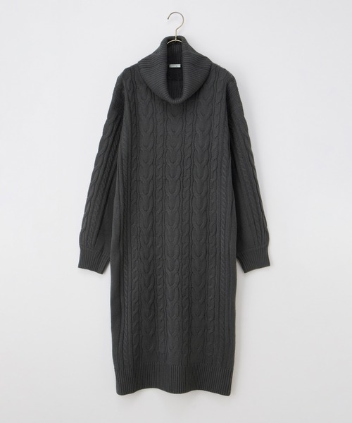 Honeys（ハニーズ）の「ケーブル編ニットワンピース（ワンピース・レディース・スミクロ/ラベンダー/モカ/グレイッシュベージュ・M/L/LL）」の16枚目の写真