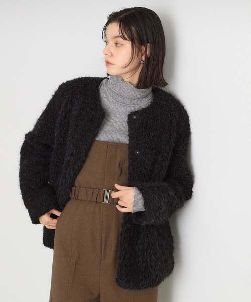 THE SHOP TK （ザ ショップ ティーケー ）の「ボアファーノーカラージャケット（ノーカラーコート・レディース・ナチュラル/ブラック・12/13）」の4枚目の写真