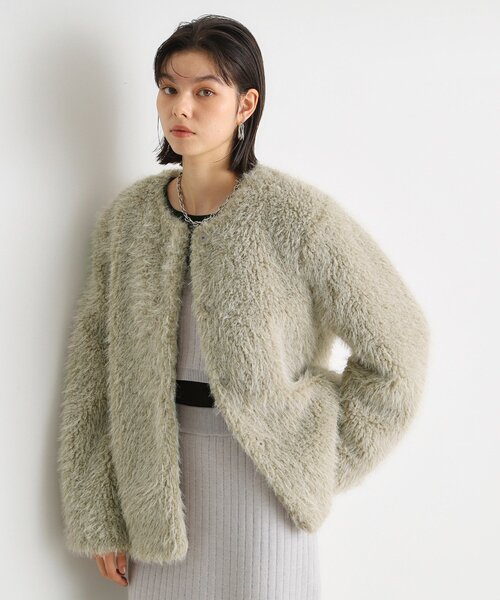 THE SHOP TK （ザ ショップ ティーケー ）の「ボアファーノーカラージャケット（ノーカラーコート・レディース・ナチュラル/ブラック・12/13）」の7枚目の写真