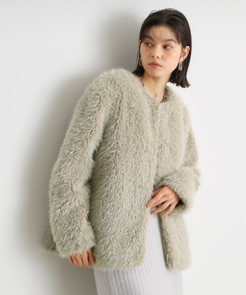 THE SHOP TK （ザ ショップ ティーケー ）の「ボアファーノーカラージャケット（ノーカラーコート・レディース・ナチュラル/ブラック・12/13）」の8枚目の写真