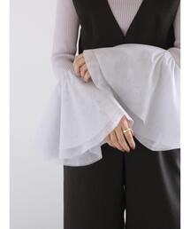 チュールフレアスリーブニットプルオーバー