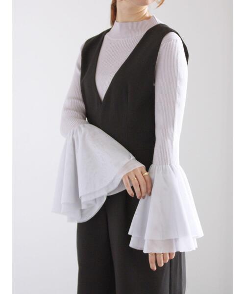 Te chichi（テチチ）の「チュールフレアスリーブニットプルオーバー（ニット/セーター・レディース・ブルー/グレー/ブラック・F）」の7枚目の写真