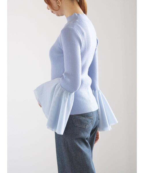 Te chichi（テチチ）の「チュールフレアスリーブニットプルオーバー（ニット/セーター・レディース・ブルー/グレー/ブラック・F）」の11枚目の写真