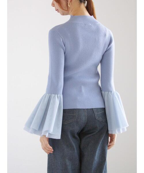 Te chichi（テチチ）の「チュールフレアスリーブニットプルオーバー（ニット/セーター・レディース・ブルー/グレー/ブラック・F）」の12枚目の写真