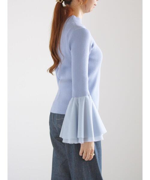 Te chichi（テチチ）の「チュールフレアスリーブニットプルオーバー（ニット/セーター・レディース・ブルー/グレー/ブラック・F）」の13枚目の写真