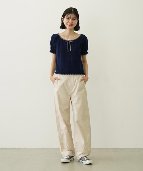 MILKFED.（ミルクフェド）の「FRILL KNIT TOP（ニット/セーター・レディース・オフホワイト/ネイビー/ライトブルー・ONE SIZE）」の12枚目の写真