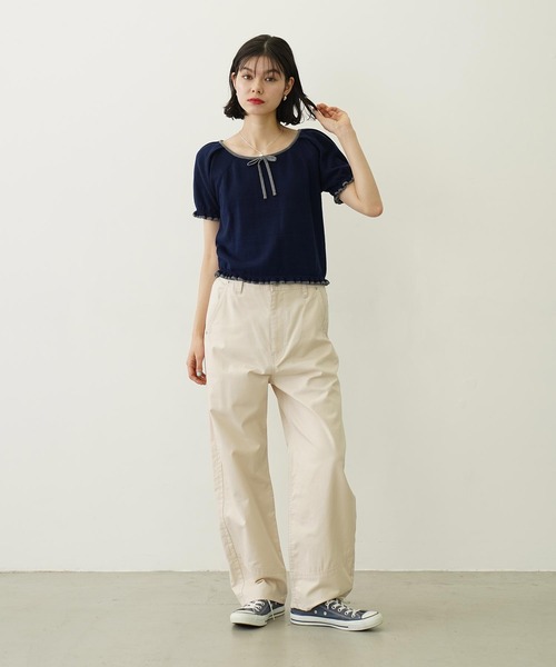 MILKFED.（ミルクフェド）の「FRILL KNIT TOP（ニット/セーター・レディース・オフホワイト/ネイビー/ライトブルー・ONE SIZE）」の13枚目の写真