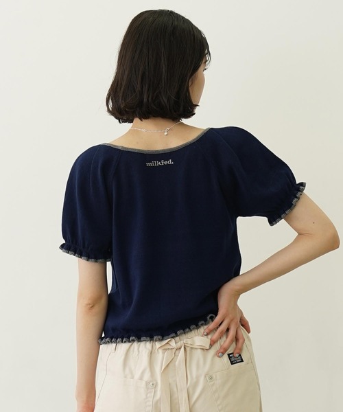MILKFED.（ミルクフェド）の「FRILL KNIT TOP（ニット/セーター・レディース・オフホワイト/ネイビー/ライトブルー・ONE SIZE）」の15枚目の写真