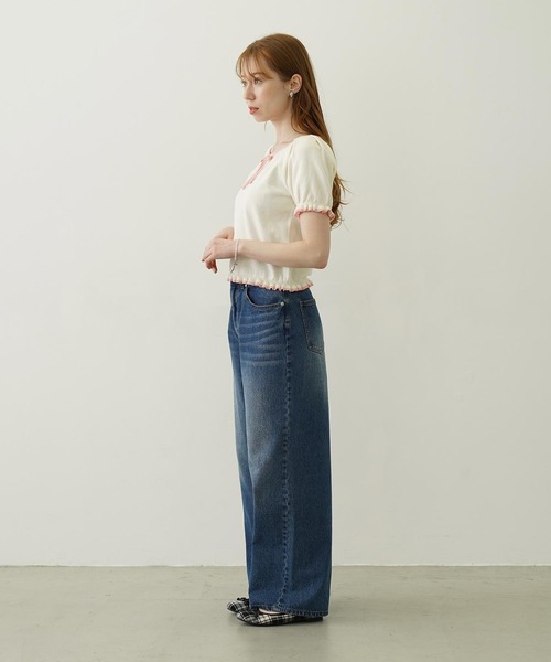 MILKFED.（ミルクフェド）の「FRILL KNIT TOP（ニット/セーター・レディース・オフホワイト/ネイビー/ライトブルー・ONE SIZE）」の17枚目の写真