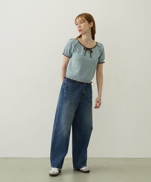 MILKFED.（ミルクフェド）の「FRILL KNIT TOP（ニット/セーター・レディース・オフホワイト/ネイビー/ライトブルー・ONE SIZE）」の20枚目の写真