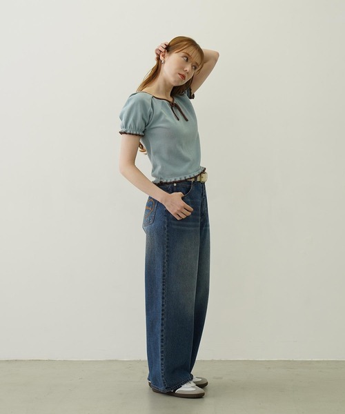 MILKFED.（ミルクフェド）の「FRILL KNIT TOP（ニット/セーター・レディース・オフホワイト/ネイビー/ライトブルー・ONE SIZE）」の21枚目の写真