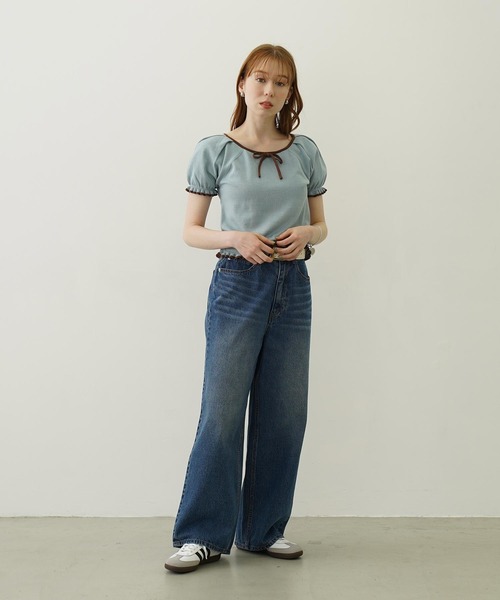MILKFED.（ミルクフェド）の「FRILL KNIT TOP（ニット/セーター・レディース・オフホワイト/ネイビー/ライトブルー・ONE SIZE）」の22枚目の写真