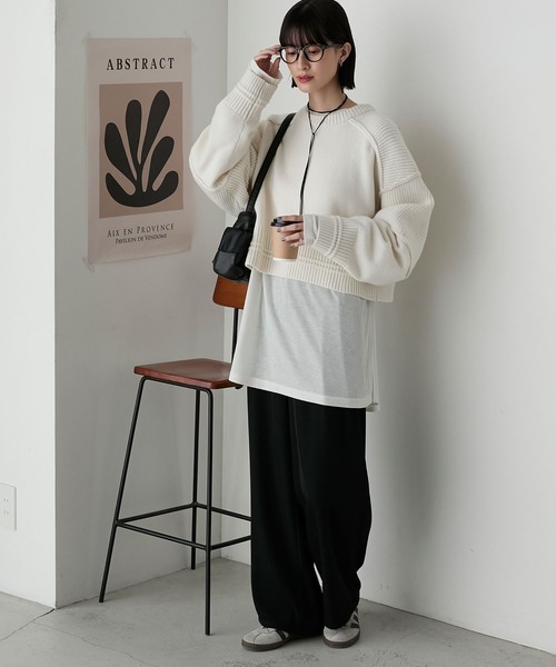 forksy.(フォルクシー)の「【forksy.】アウトリンキング チャンキーニット(ニット/セーター・レディース・アイボリー/ネイビー/グレー・FREE)」の16枚目の写真