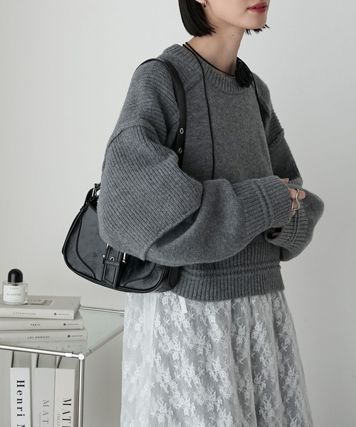 forksy.(フォルクシー)の「【forksy.】アウトリンキング チャンキーニット(ニット/セーター・レディース・アイボリー/ネイビー/グレー・FREE)」の21枚目の写真