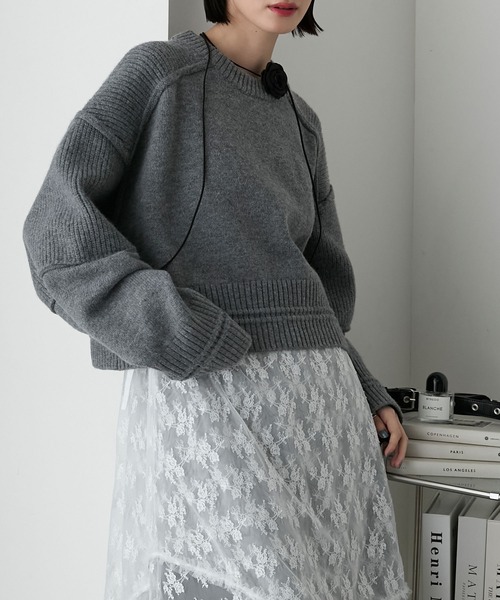 forksy.(フォルクシー)の「【forksy.】アウトリンキング チャンキーニット(ニット/セーター・レディース・アイボリー/ネイビー/グレー・FREE)」の22枚目の写真