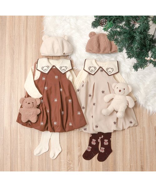 apres les cours（アプレレクール）の「tiny bear 総柄タイツ（タイツ/ストッキング・キッズ・ブラウン・90/100/110/120）」の2枚目の写真