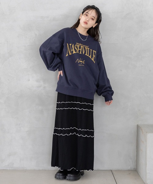 RAGEBLUE(レイジブルー)の「<選べるSHORT&LONG丈>グラフィックプリントスウェット(スウェット・レディース・ホワイト/ブラック/ネイビー/ワインレッド/オフホワイト/その他8/その他4/イエロー・SMALL/MEDIUM)」の12枚目の写真