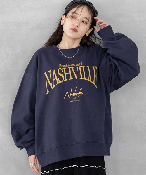 RAGEBLUE(レイジブルー)の「<選べるSHORT&LONG丈>グラフィックプリントスウェット(スウェット・レディース・ホワイト/ブラック/ネイビー/ワインレッド/オフホワイト/その他8/その他4/イエロー・SMALL/MEDIUM)」の14枚目の写真