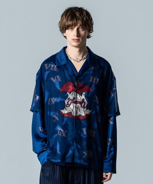 glamb(グラム)の「Eaten Apple Layered Shirt / イートゥンアップルレイヤードシャツ(シャツ/ブラウス・メンズ・ネイビー/アイボリー/ブラック・S/M/L)」の1枚目の写真