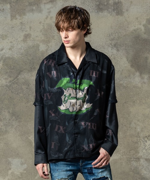 glamb(グラム)の「Eaten Apple Layered Shirt / イートゥンアップルレイヤードシャツ(シャツ/ブラウス・メンズ・ネイビー/アイボリー/ブラック・S/M/L)」の3枚目の写真