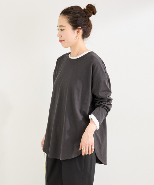 B.C STOCK(ベーセーストック)の「《追加5》裾ラウンドロンTEE(Tシャツ/カットソー・レディース・ホワイト/ブラック/ブラック系その他・FREE)」の8枚目の写真
