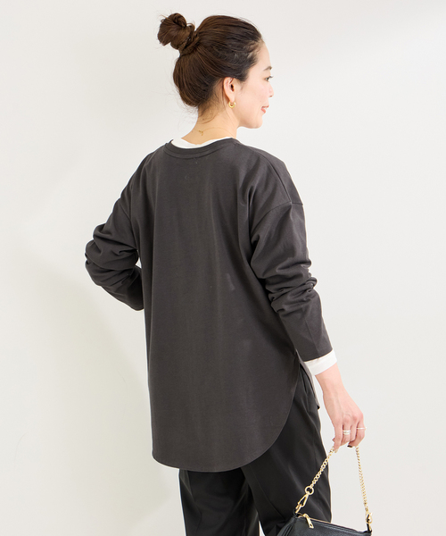 B.C STOCK(ベーセーストック)の「《追加5》裾ラウンドロンTEE(Tシャツ/カットソー・レディース・ホワイト/ブラック/ブラック系その他・FREE)」の9枚目の写真