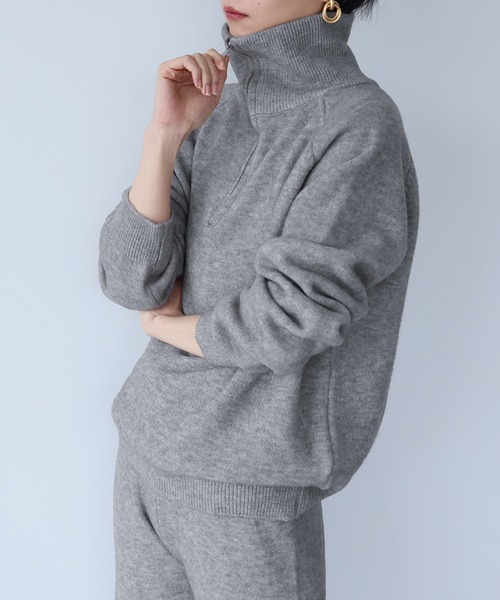 ★DRAW FIT★ ソフト PBT 2WAY フール ジップアップ ニット draw-fit