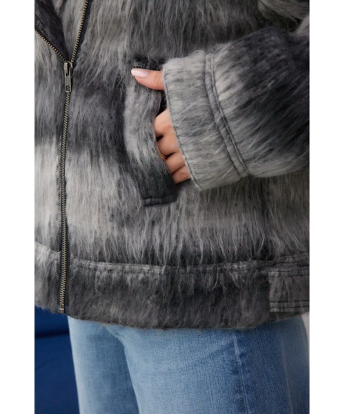 AZUL by moussy（アズールバイマウジー）の「シャギーチェックライダースジャケット（ブルゾン・レディース・ブラック系その他/ブルー系その他・FREE）」の21枚目の写真