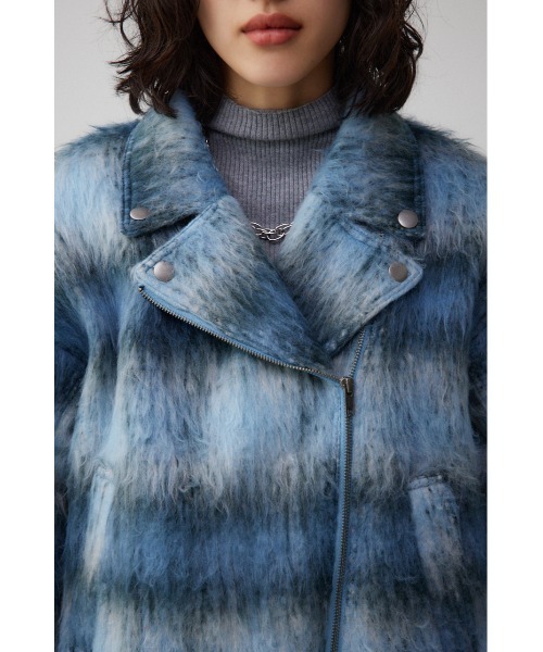 AZUL by moussy（アズールバイマウジー）の「シャギーチェックライダースジャケット（ブルゾン・レディース・ブラック系その他/ブルー系その他・FREE）」の8枚目の写真