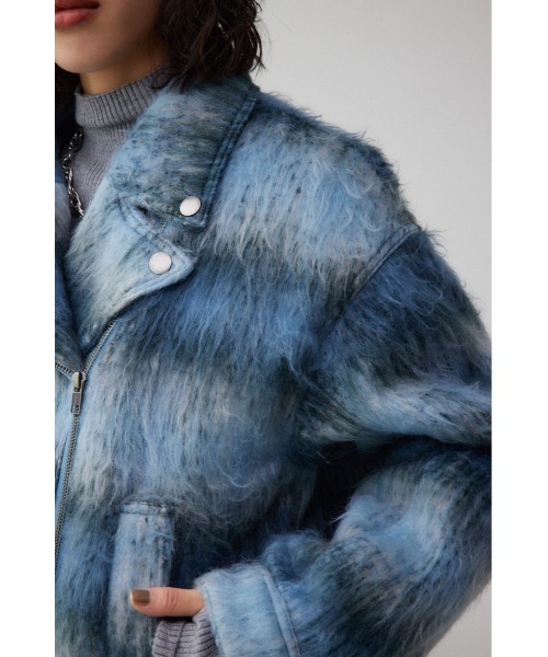 AZUL by moussy（アズールバイマウジー）の「シャギーチェックライダースジャケット（ブルゾン・レディース・ブラック系その他/ブルー系その他・FREE）」の9枚目の写真