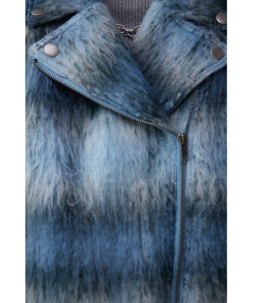 AZUL by moussy（アズールバイマウジー）の「シャギーチェックライダースジャケット（ブルゾン・レディース・ブラック系その他/ブルー系その他・FREE）」の3枚目の写真