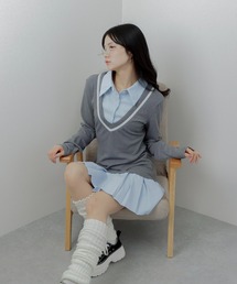 cardigan docking mini dress/カーディガンドッキングミニドレス
