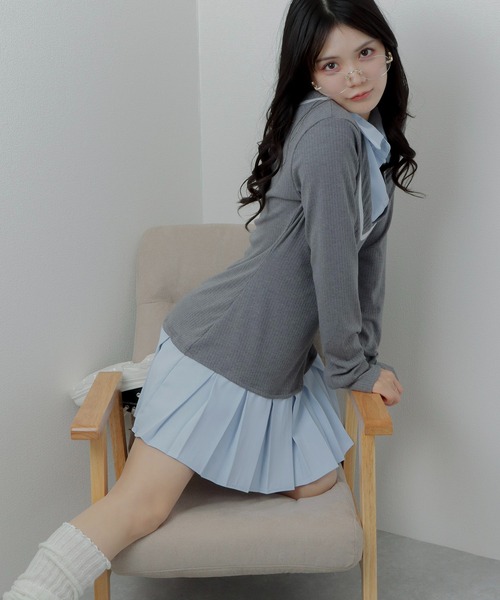 M DOLLY(エムドリー)の「cardigan docking mini dress/カーディガンドッキングミニドレス(ワンピース・レディース・ブラック/グレー・S/M)」の13枚目の写真