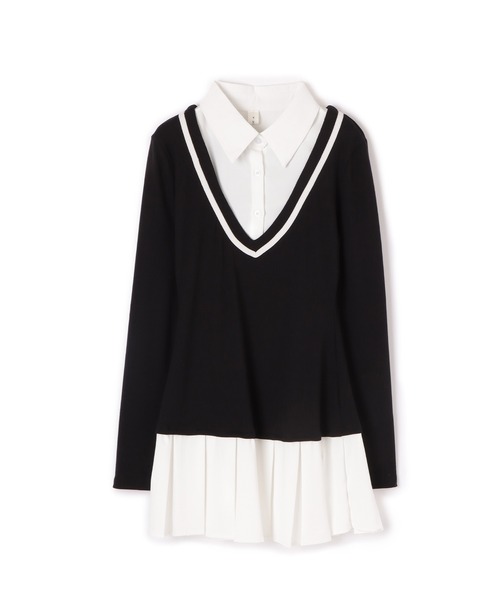 M DOLLY(エムドリー)の「cardigan docking mini dress/カーディガンドッキングミニドレス(ワンピース・レディース・ブラック/グレー・S/M)」の12枚目の写真