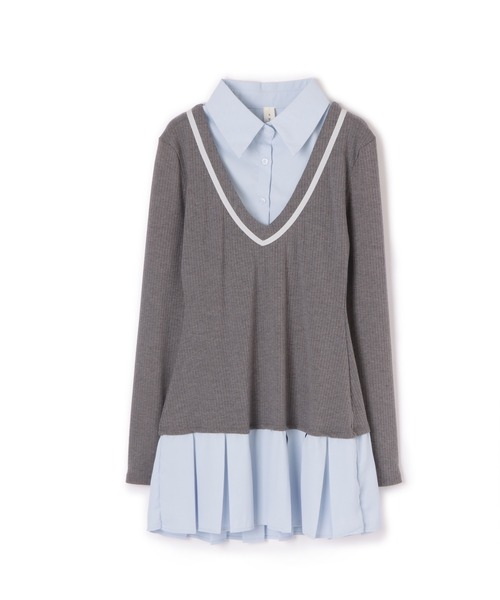 M DOLLY(エムドリー)の「cardigan docking mini dress/カーディガンドッキングミニドレス(ワンピース・レディース・ブラック/グレー・S/M)」の11枚目の写真