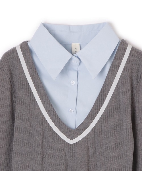 M DOLLY(エムドリー)の「cardigan docking mini dress/カーディガンドッキングミニドレス(ワンピース・レディース・ブラック/グレー・S/M)」の9枚目の写真