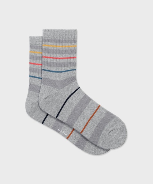 Paul Smith(ポールスミス)の「ランダムボーダー ソックス【150641 MD2】(ソックス/靴下・メンズ・ホワイト/グレー/ブラック・25-27)」の1枚目の写真