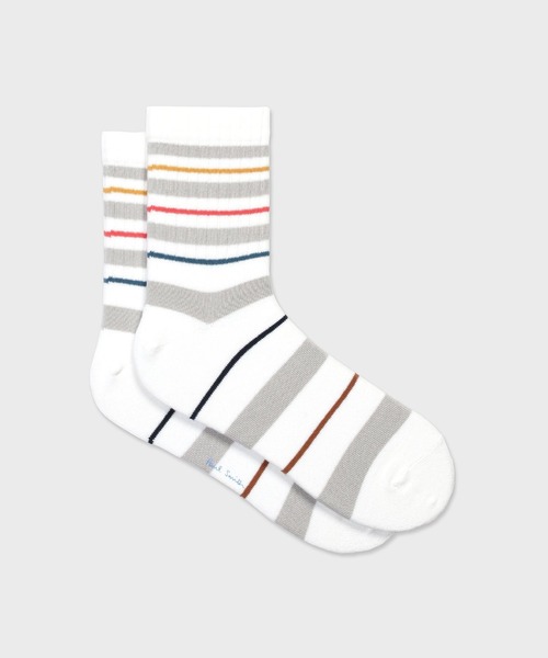 Paul Smith(ポールスミス)の「ランダムボーダー ソックス【150641 MD2】(ソックス/靴下・メンズ・ホワイト/グレー/ブラック・25-27)」の2枚目の写真