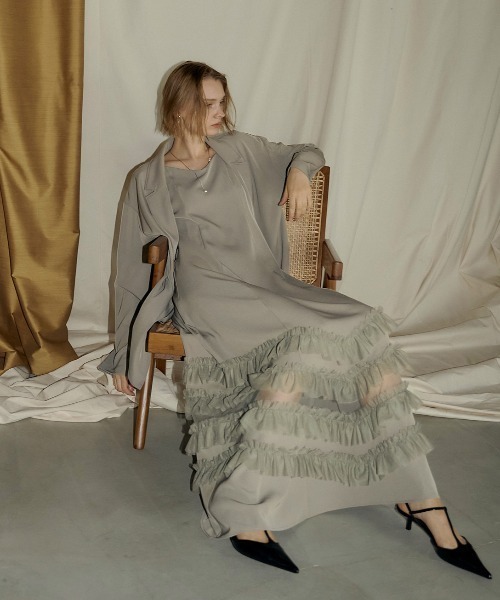 スーツ・フォーマル・ドレス Transparent hem setup dress Transparent