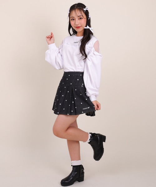 PINKHUNT（ピンクハント）の「PINKHUNT ピンクハント ハート刺繍 デニムスカート 0181K（デニムスカート・キッズ・ブルー/ブラック・120cm/130cm/140cm/150cm/160cm）」の5枚目の写真