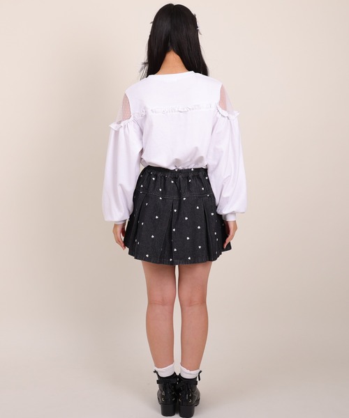 PINKHUNT（ピンクハント）の「PINKHUNT ピンクハント ハート刺繍 デニムスカート 0181K（デニムスカート・キッズ・ブルー/ブラック・120cm/130cm/140cm/150cm/160cm）」の6枚目の写真