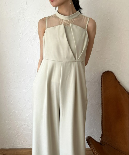 Olu.（オルドット）の「オーガンジードッキングオールインワン（つなぎ/オールインワン・レディース・アイボリー/チャコールグレー・FREE）」の14枚目の写真