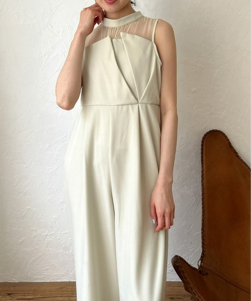 Olu.（オルドット）の「オーガンジードッキングオールインワン（つなぎ/オールインワン・レディース・アイボリー/チャコールグレー・FREE）」の15枚目の写真