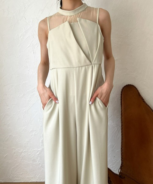 Olu.（オルドット）の「オーガンジードッキングオールインワン（つなぎ/オールインワン・レディース・アイボリー/チャコールグレー・FREE）」の16枚目の写真