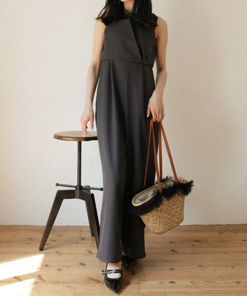 Olu.（オルドット）の「オーガンジードッキングオールインワン（つなぎ/オールインワン・レディース・アイボリー/チャコールグレー・FREE）」の7枚目の写真